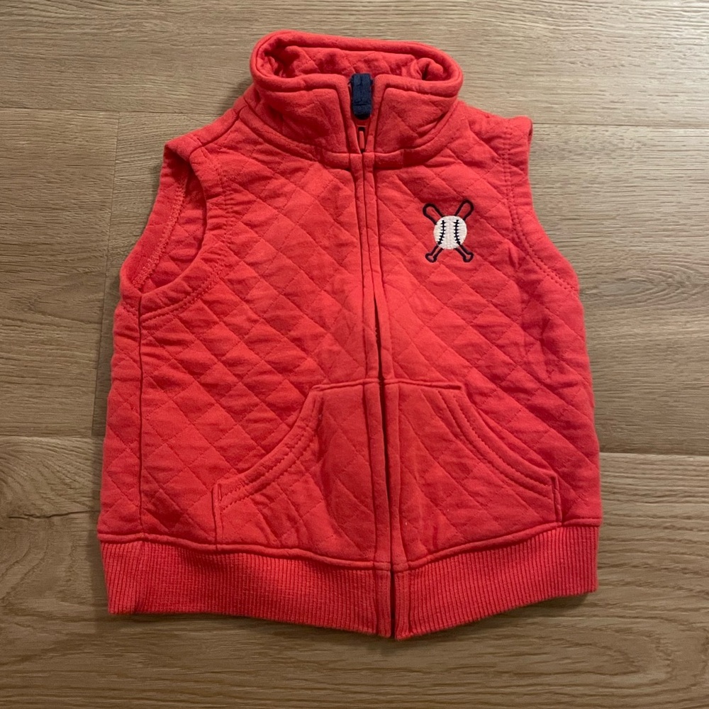 Carter's Quilted Red Baby Vest with Navy Trim
